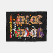 ドイツの羊飼い犬ハロサンクスハロウィン感謝してい フリースブランケット (正面(横))