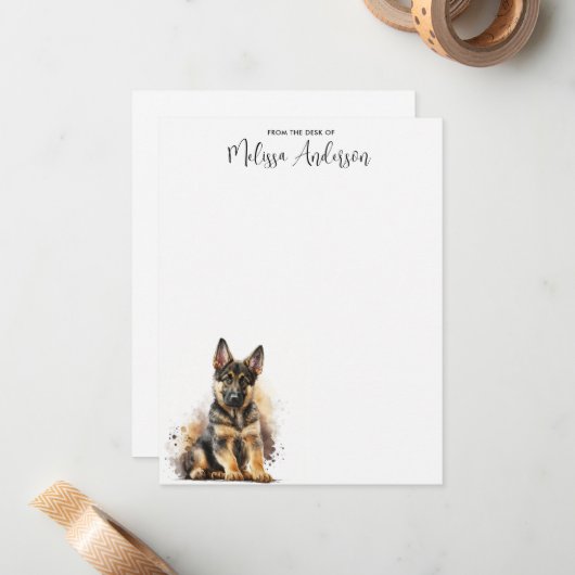ドイツの羊飼い犬パーソナライズされたの水色 ノートカード (正面/裏面インサイチュ)