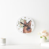 ドイツの羊飼い犬ホワイトローズブーケラウンドクロック ラウンド壁時計 (ホーム)