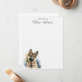 ドイツの羊飼い犬モダンの水色 ノートカード (正面/裏面インサイチュ)