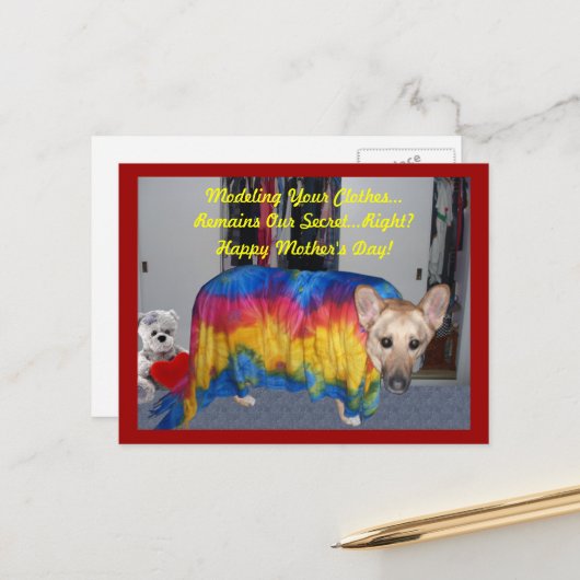 ドイツの羊飼い犬モデル母の日 ポストカード (正面/裏面インサイチュ)