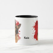 ドイツの羊飼い犬レッド抽象芸術背景マグカップ マグカップ (中央)