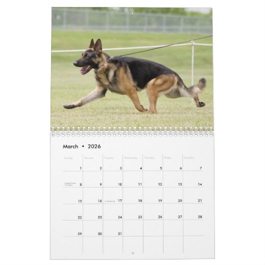 ドイツの羊飼い犬暦 カレンダー (3月 2026)