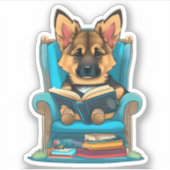 ドイツの羊飼い犬読は本だ シール (正面)