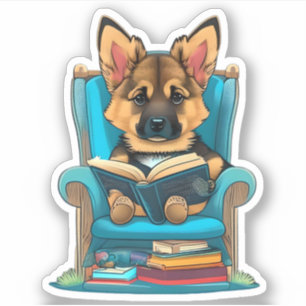 ドイツの羊飼い犬読は本だ シール