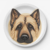 ドイツの羊飼い犬3D インスパイア ペーパープレート (正面)