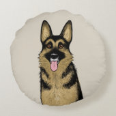 ドイツの羊飼い犬 | オリジナル動物芸術 ラウンドクッション (裏面)