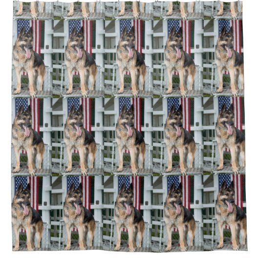 ドイツの羊飼い犬 シャワーカーテン (正面)