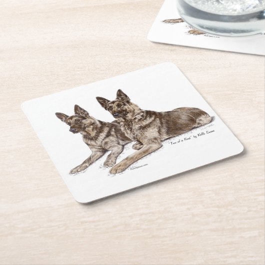 ドイツの羊飼い犬 スクエアペーパーコースター (アングル)