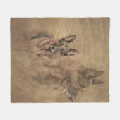 ドイツの羊飼い犬 フリースブランケット (正面(横))