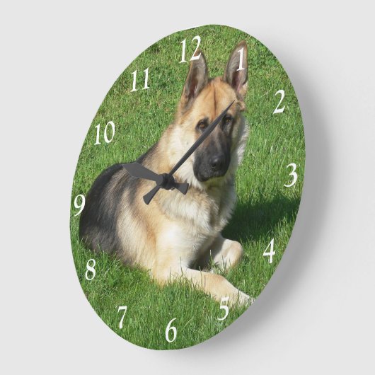 ドイツの羊飼い犬 ラージ壁時計 (傾斜)