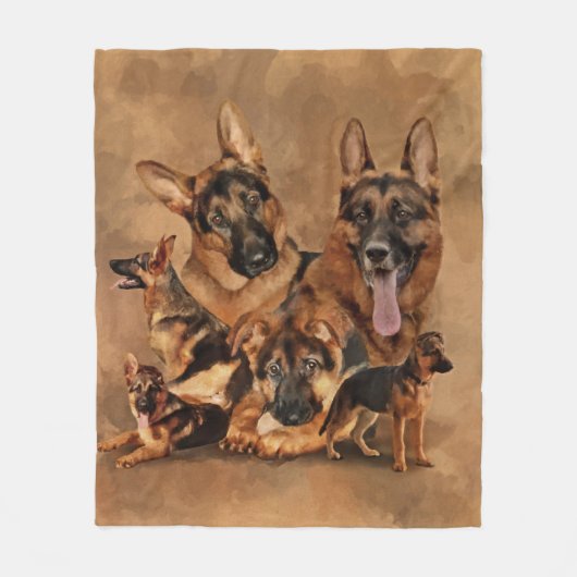 ドイツの羊飼い犬 – 子犬、若い、大人 フリースブランケット (正面)