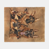 ドイツの羊飼い犬 – 子犬、若い、大人 フリースブランケット (正面(横))