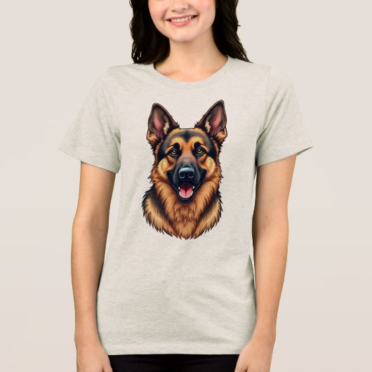 ドイツの羊飼い犬 – 忠実知性がある&犬の愛 トライブレンドTシャツ (正面)