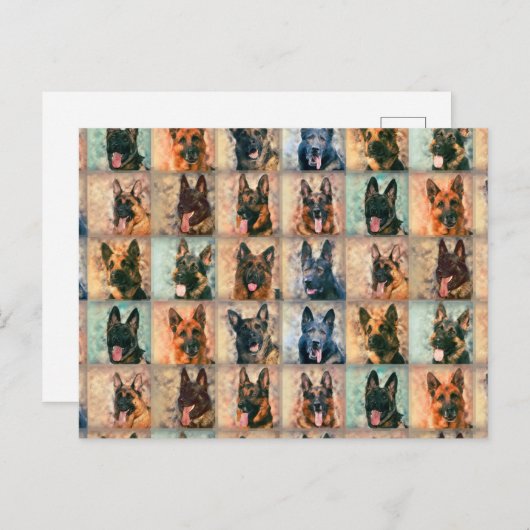ドイツの羊飼い犬 – GSD – デジタルアートコラージュ ポストカード (正面/裏面)