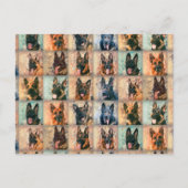 ドイツの羊飼い犬 – GSD – デジタルアートコラージュ ポストカード (正面)