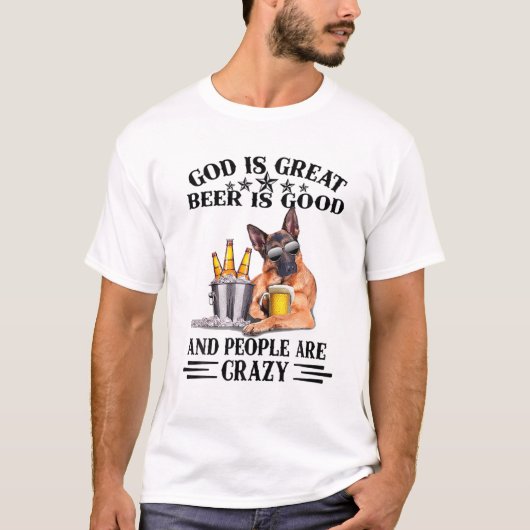 ドイツの羊飼い神素晴らしはビールがいい Tシャツ (正面)
