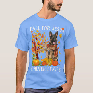 ドイツの羊飼い秋の秋イエスのために彼は決してリア Tシャツ