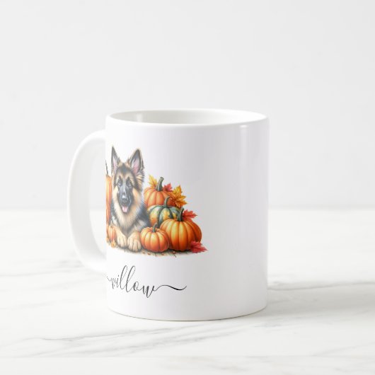 ドイツの羊飼い秋マパーソナライズされたグ コーヒーマグカップ (正面左)