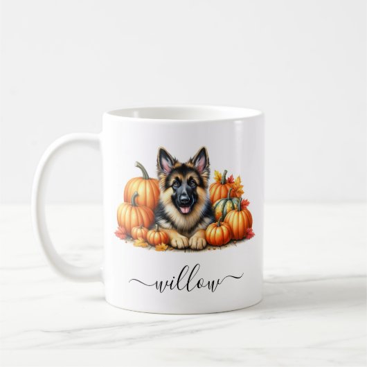 ドイツの羊飼い秋マパーソナライズされたグ コーヒーマグカップ (左)