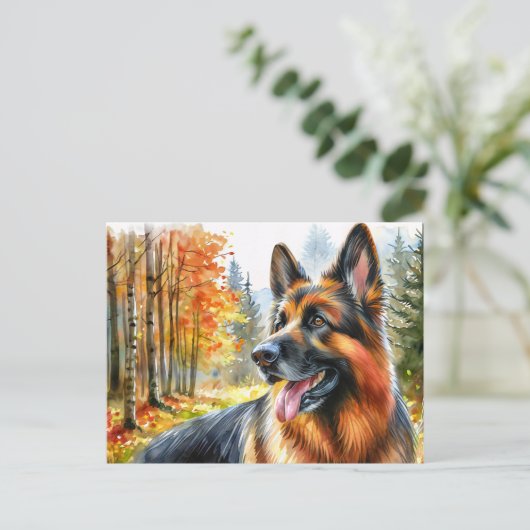 ドイツの羊飼い秋水彩 ポストカード (スタンド正面)