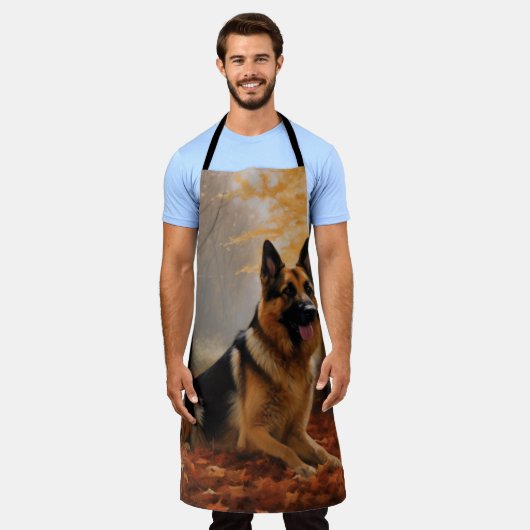 ドイツの羊飼い紅葉秋インスパイア エプロン (着用した状態)