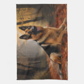 ドイツの羊飼い紅葉秋インスパイア キッチンタオル (縦)