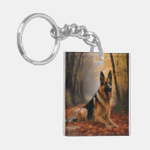 ドイツの羊飼い紅葉秋インスパイア キーホルダー (正面左)