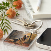 ドイツの羊飼い紅葉秋インスパイア キーホルダー (正面右)