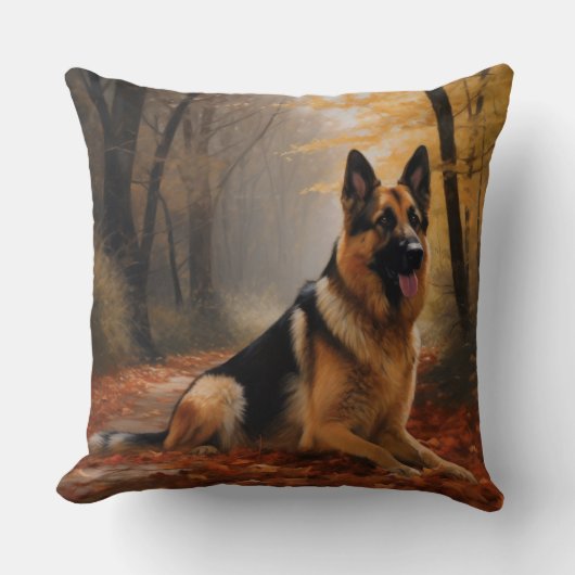 ドイツの羊飼い紅葉秋インスパイア クッション (正面)