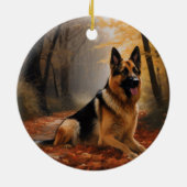 ドイツの羊飼い紅葉秋インスパイア セラミックオーナメント (裏面)