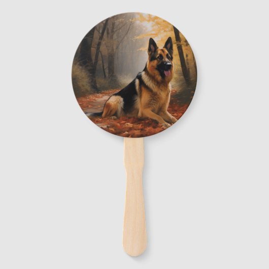 ドイツの羊飼い紅葉秋インスパイア ハンドファン (裏面)