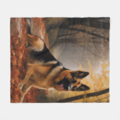 ドイツの羊飼い紅葉秋インスパイア フリースブランケット (正面(横))