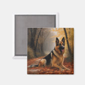 ドイツの羊飼い紅葉秋インスパイア マグネット (正面/裏面)