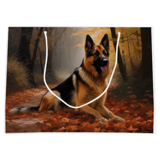 ドイツの羊飼い紅葉秋インスパイア ラージペーパーバッグ (正面)