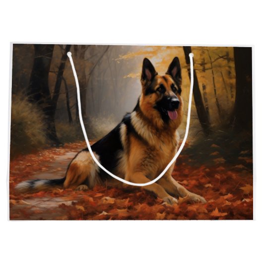 ドイツの羊飼い紅葉秋インスパイア ラージペーパーバッグ (裏面)