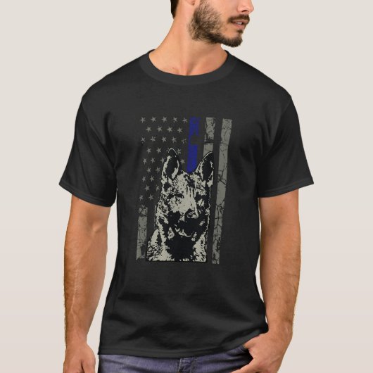 ドイツの羊飼い細いブルーライン警察犬 Tシャツ (正面)