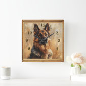 ドイツの羊飼い絵を描2の表情 スクエア壁時計 (ホーム)