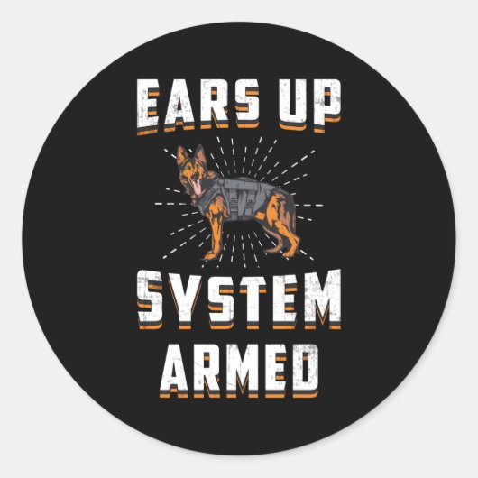 ドイツの羊飼い耳を上げるシステム武装ドッグヴィンテージ ラウンドシール (正面)