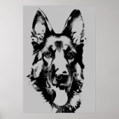 ドイツの羊飼い警察犬の頭 ポスター (正面)