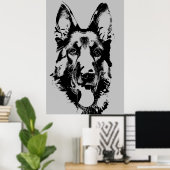 ドイツの羊飼い警察犬の頭 ポスター (ホームオフィス)