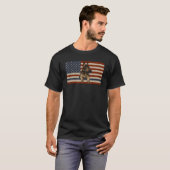 ドイツの羊飼い警察犬アメリカ国旗のブルーライン Tシャツ (正面フル)