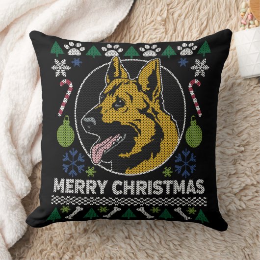 ドイツの羊飼い醜いクリスマスセーター犬のデザイン クッション (ブランケット)