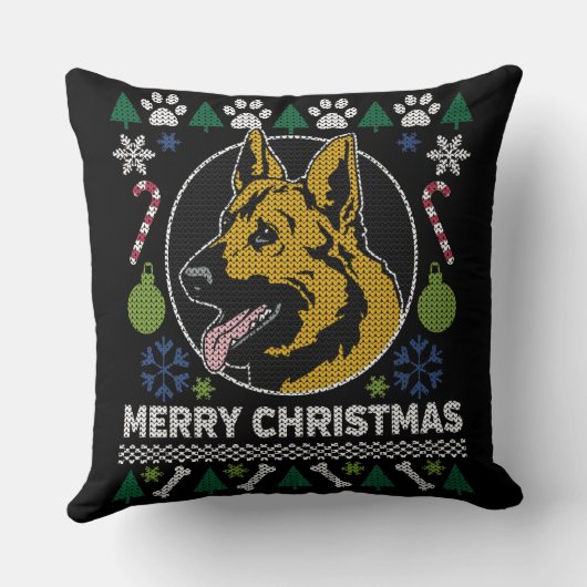 ドイツの羊飼い醜いクリスマスセーター犬のデザイン クッション (裏面)