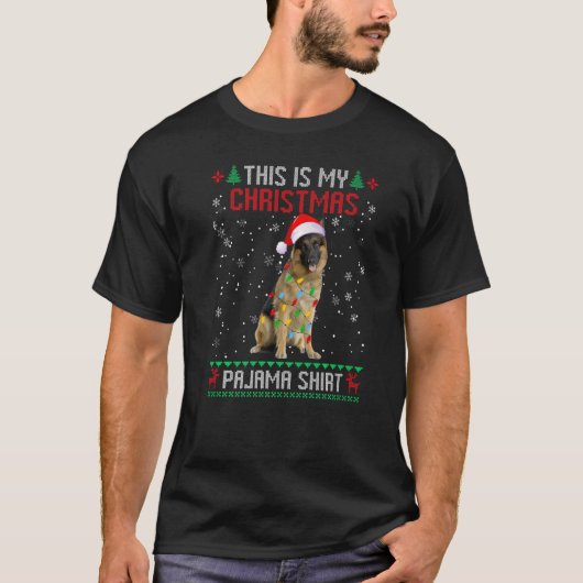 ドイツの羊飼い醜いクリスマスツリーライツファミリー Tシャツ (正面)