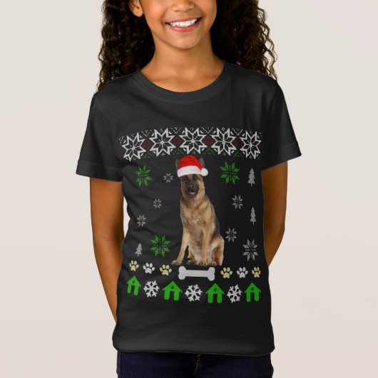 ドイツの羊飼い醜いクリスマス – ドイツの羊飼い犬 Tシャツ (正面)