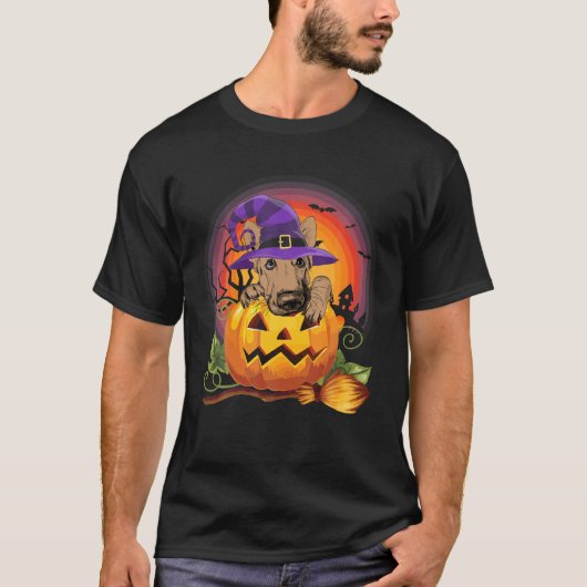 ドイツの羊飼い魔女かぼちゃハロウィンドッグ恋人 Tシャツ (正面)