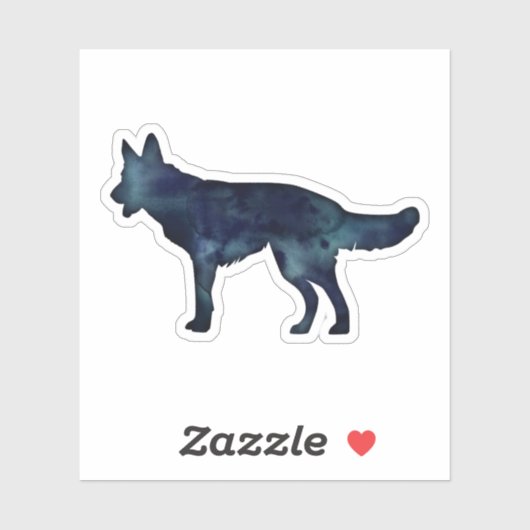 ドイツの羊飼い黒水色シルエット シール (シート)