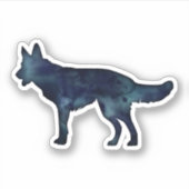 ドイツの羊飼い黒水色シルエット シール (正面)