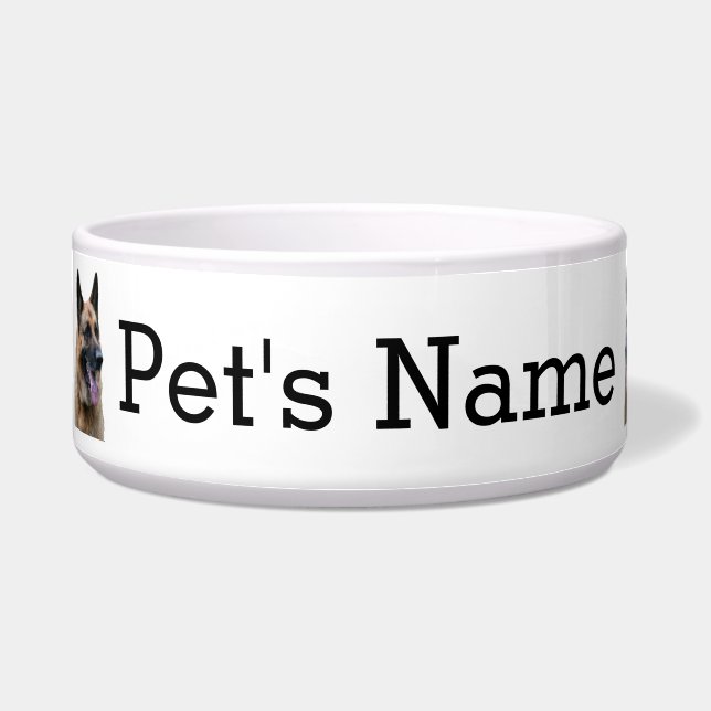 ドイツの羊飼い、お祝い。あなたの犬の名前。 ボウル (正面)